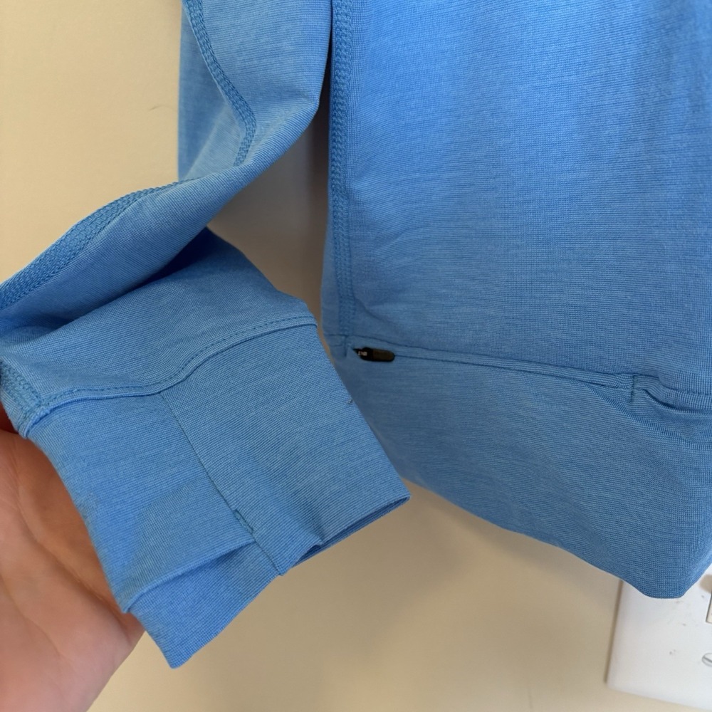 REI Coop Top Womens M Blue Active Pursuits Quarter-Zip Long Sleeve Thumbholes - Picture 3 of 7